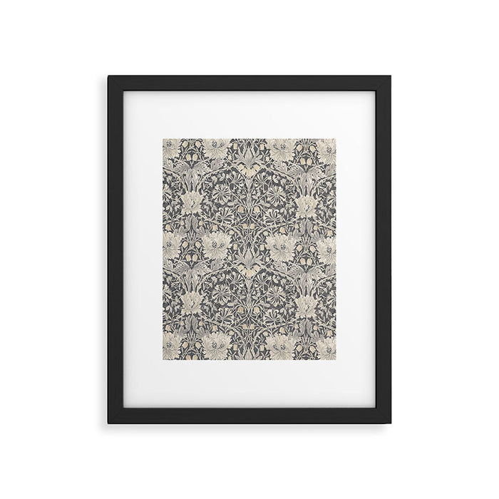 William Morris Honeysuckle & Tulip Black and Ink Framed Art Print Gallery Image 1