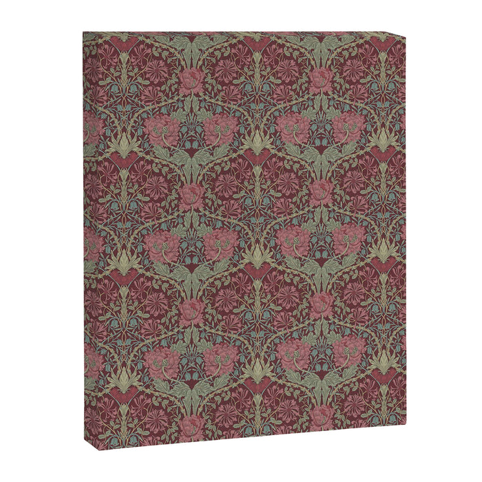 William Morris Honeysuckle & Tulip Burgundy and Sage Canvas Print Gallery Image 1