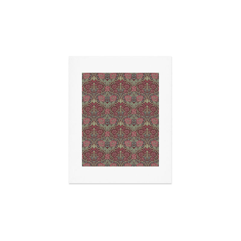 William Morris Honeysuckle & Tulip Burgundy and Sage Art Print Gallery Image 1