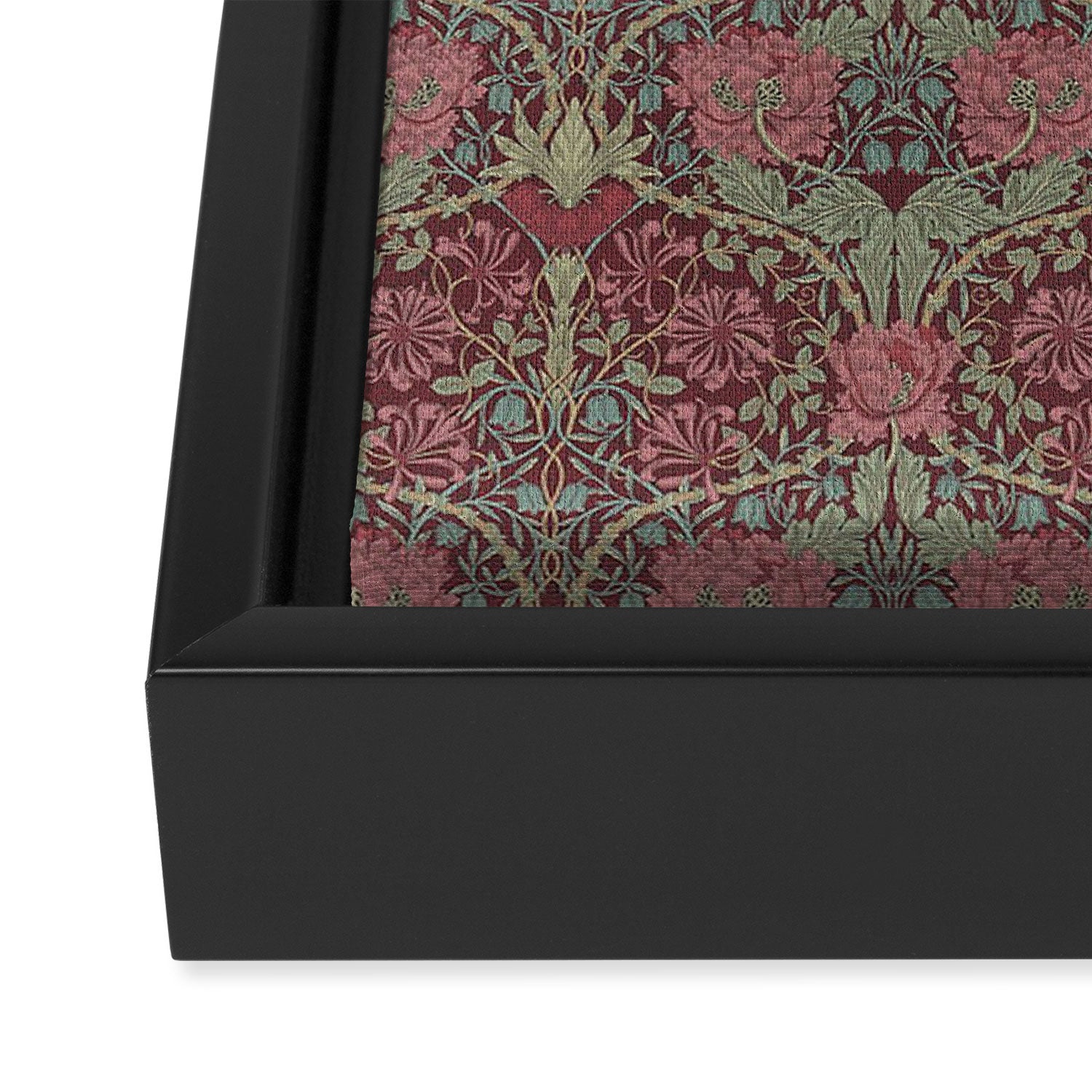 William Morris Honeysuckle & Tulip Burgundy and Sage Framed Canvas Print Gallery Image 3
