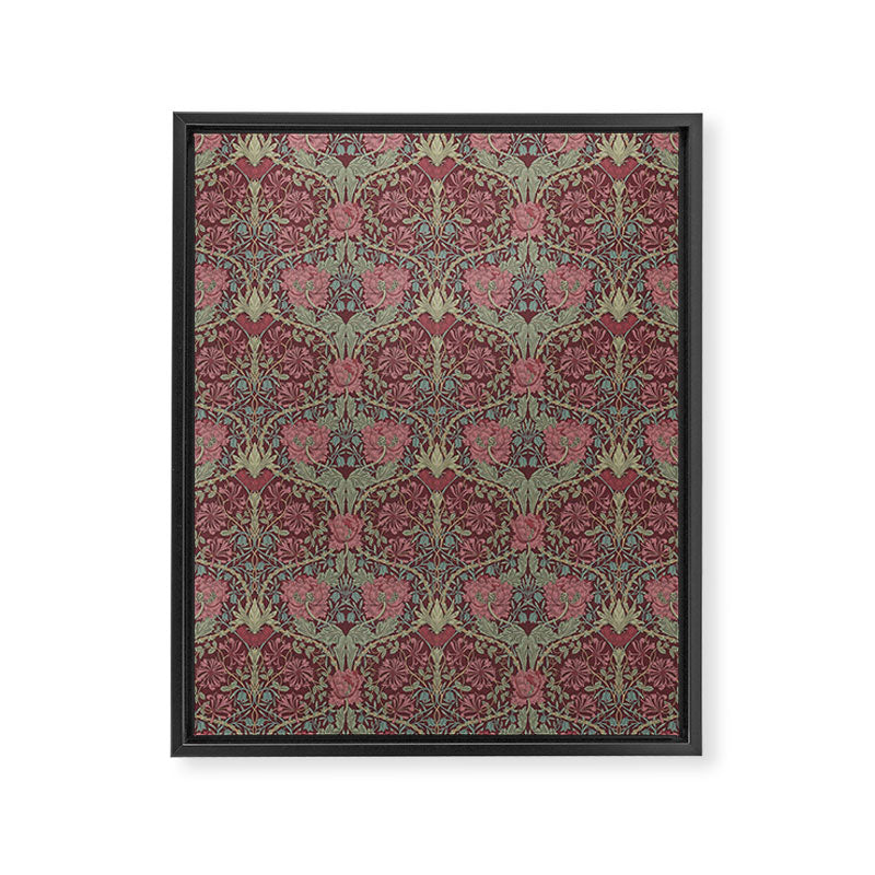 William Morris Honeysuckle & Tulip Burgundy and Sage Framed Canvas Print Gallery Image 8