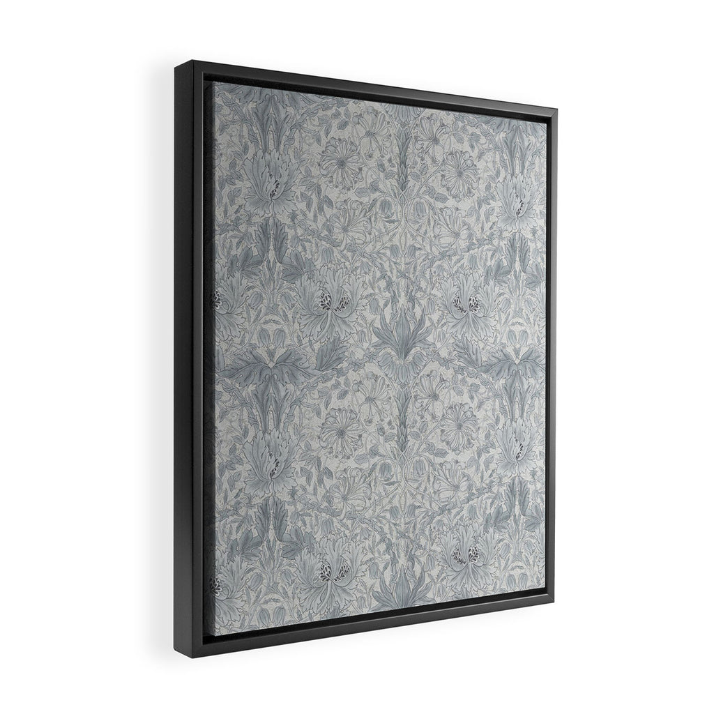 William Morris Honeysuckle & Tulip Cloud Grey Framed Canvas Print Gallery Image 2