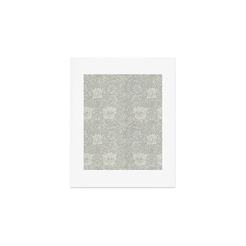 William Morris Honeysuckle & Tulip Light Grey and Blue Art Print Gallery Image 1