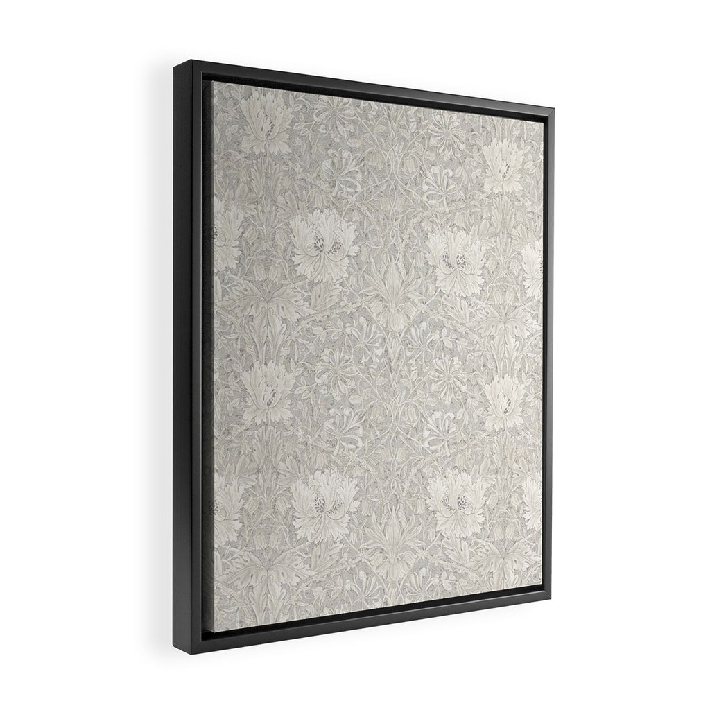 William Morris Honeysuckle & Tulip Light Grey Framed Canvas Print Gallery Image 2