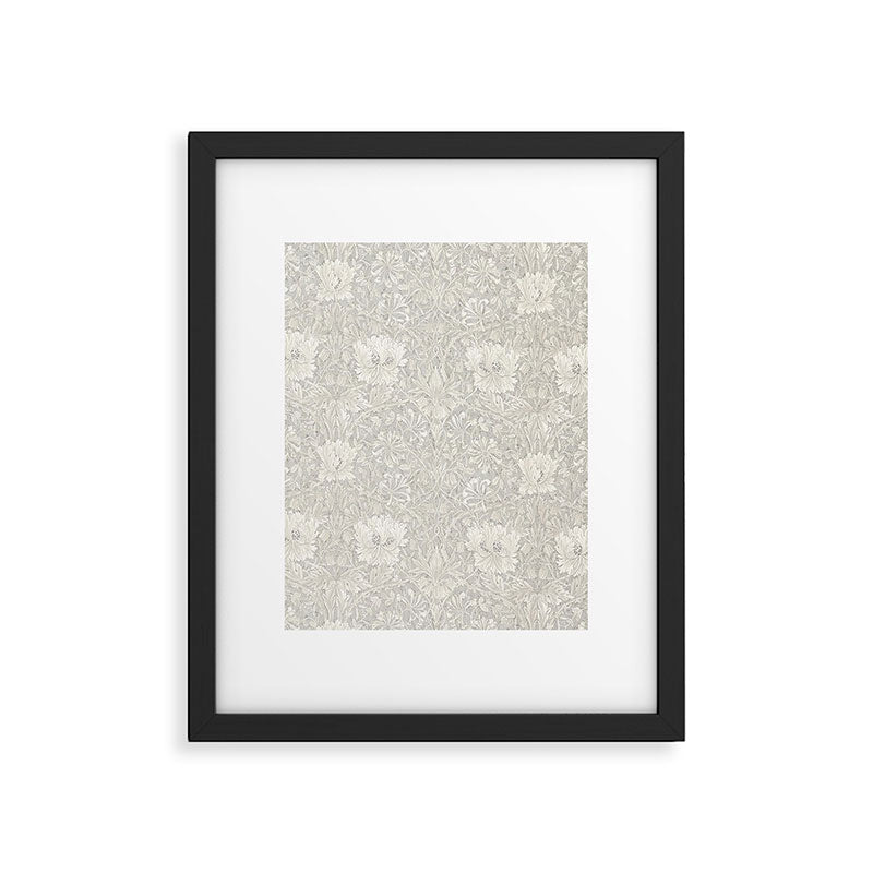 William Morris Honeysuckle & Tulip Light Grey Framed Art Print Gallery Image 6