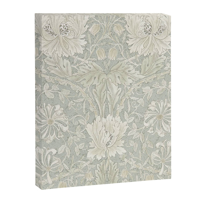 William Morris Honeysuckle & Tulip Pale Grey Blue Floral Canvas Print Gallery Image 1