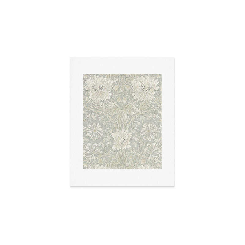 William Morris Honeysuckle & Tulip Pale Grey Blue Floral Art Print Gallery Image 1