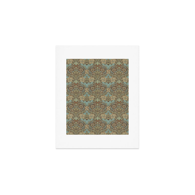 William Morris Honeysuckle & Tulip Taupe and Aqua Art Print Gallery Image 1