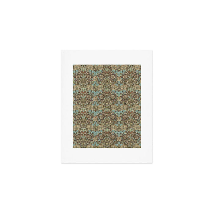 William Morris Honeysuckle & Tulip Taupe and Aqua Art Print Gallery Image 1
