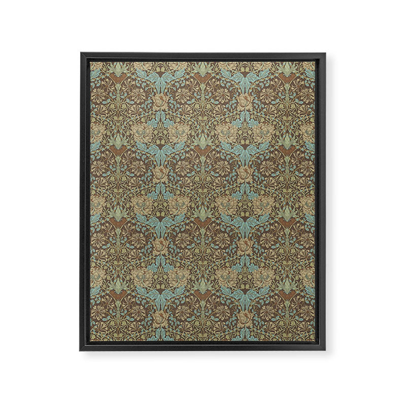 William Morris Honeysuckle & Tulip Taupe and Aqua Framed Canvas Print Gallery Image 8