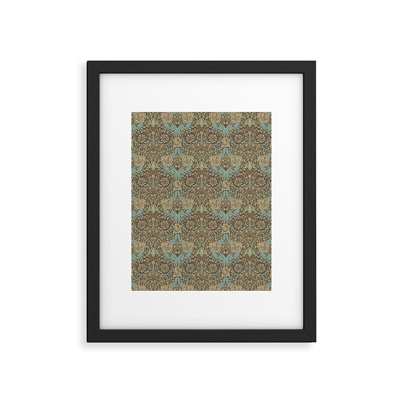 William Morris Honeysuckle & Tulip Taupe and Aqua Framed Art Print Gallery Image 6