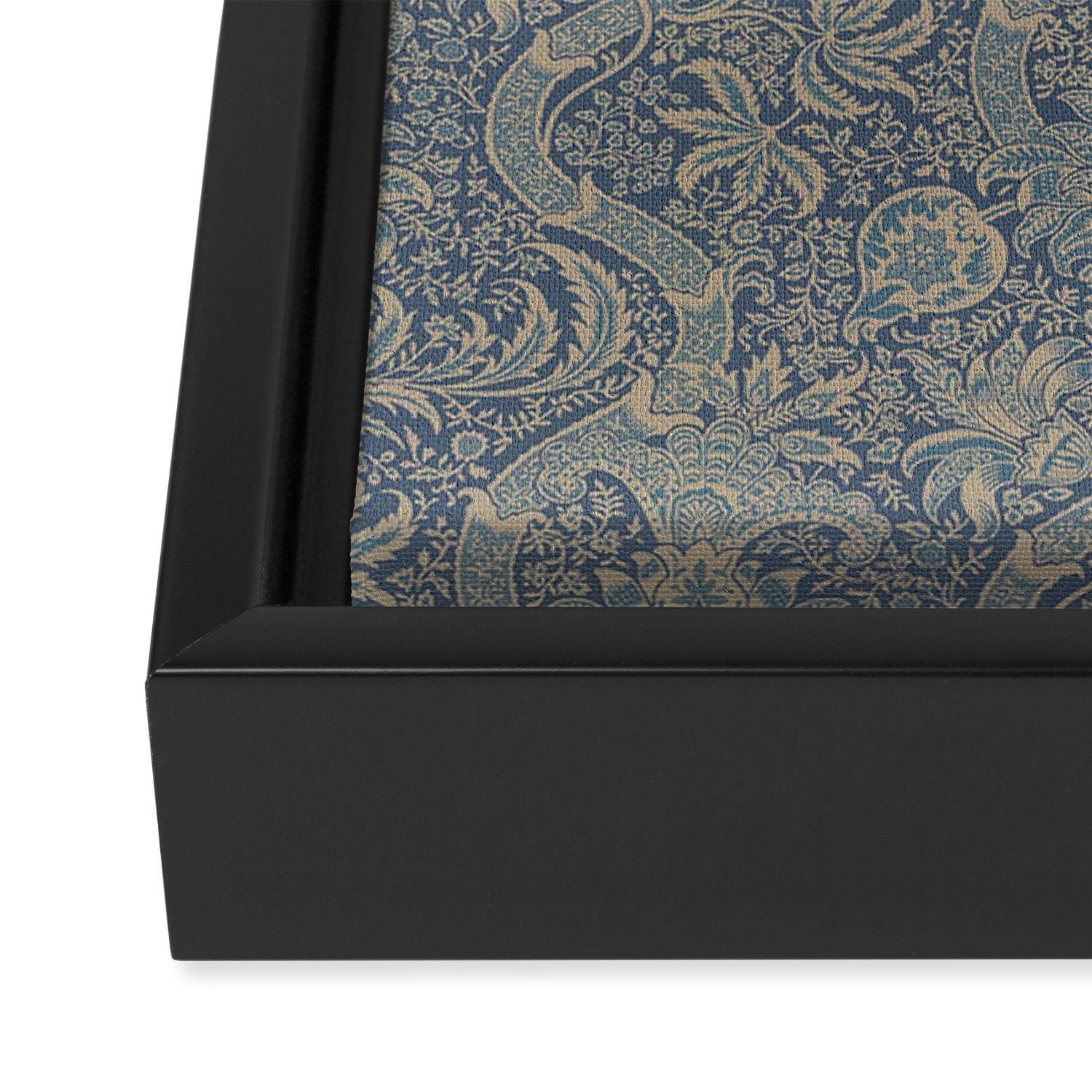 William Morris Indian Peacock Blue Pattern Framed Canvas Print Gallery Image 3