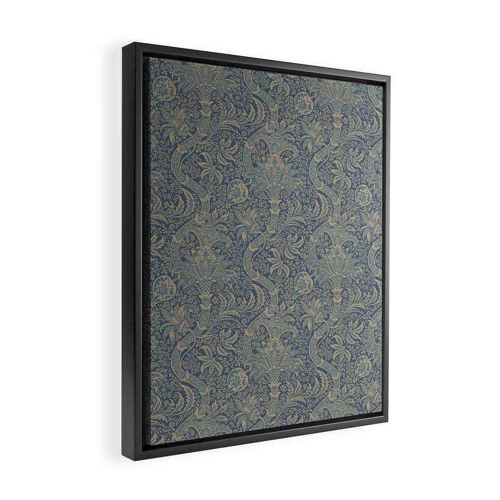 William Morris Indian Peacock Blue Pattern Framed Canvas Print Gallery Image 2
