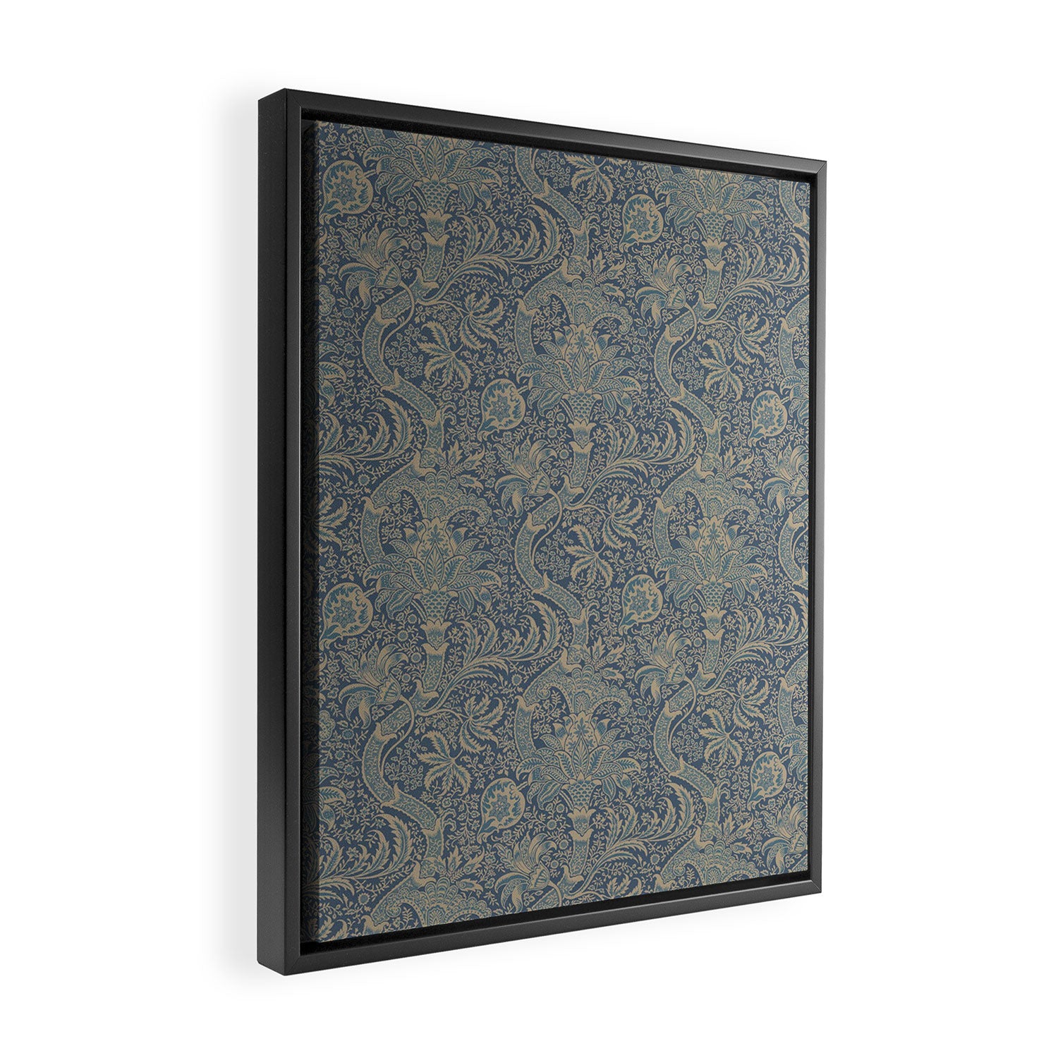William Morris Indian Peacock Blue Pattern Framed Canvas Print Gallery Image 2
