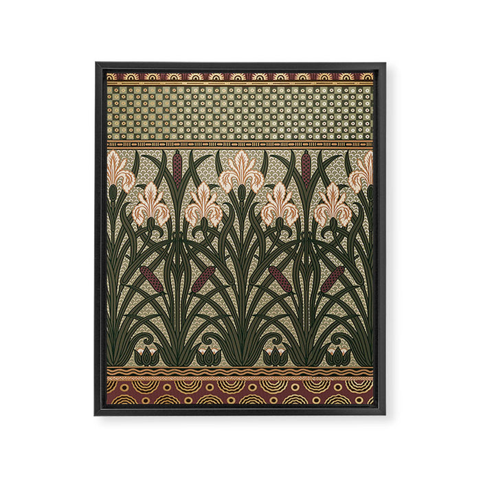 William Morris Iris Golden Green Art Framed Canvas Print Gallery Image 1