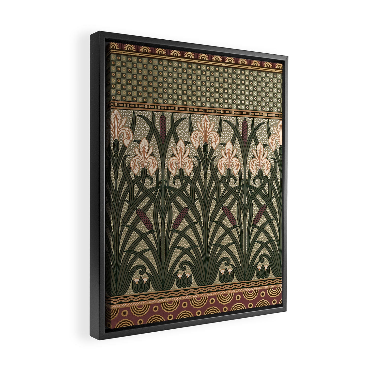 William Morris Iris Golden Green Art Framed Canvas Print Gallery Image 2