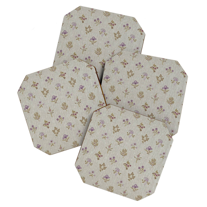 William Morris Kelmscott Trellis Linen Aubergine Coaster Gallery Image 1