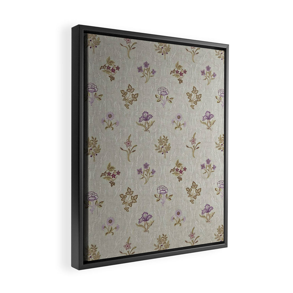 William Morris Kelmscott Trellis Linen Aubergine Framed Canvas Print Gallery Image 2