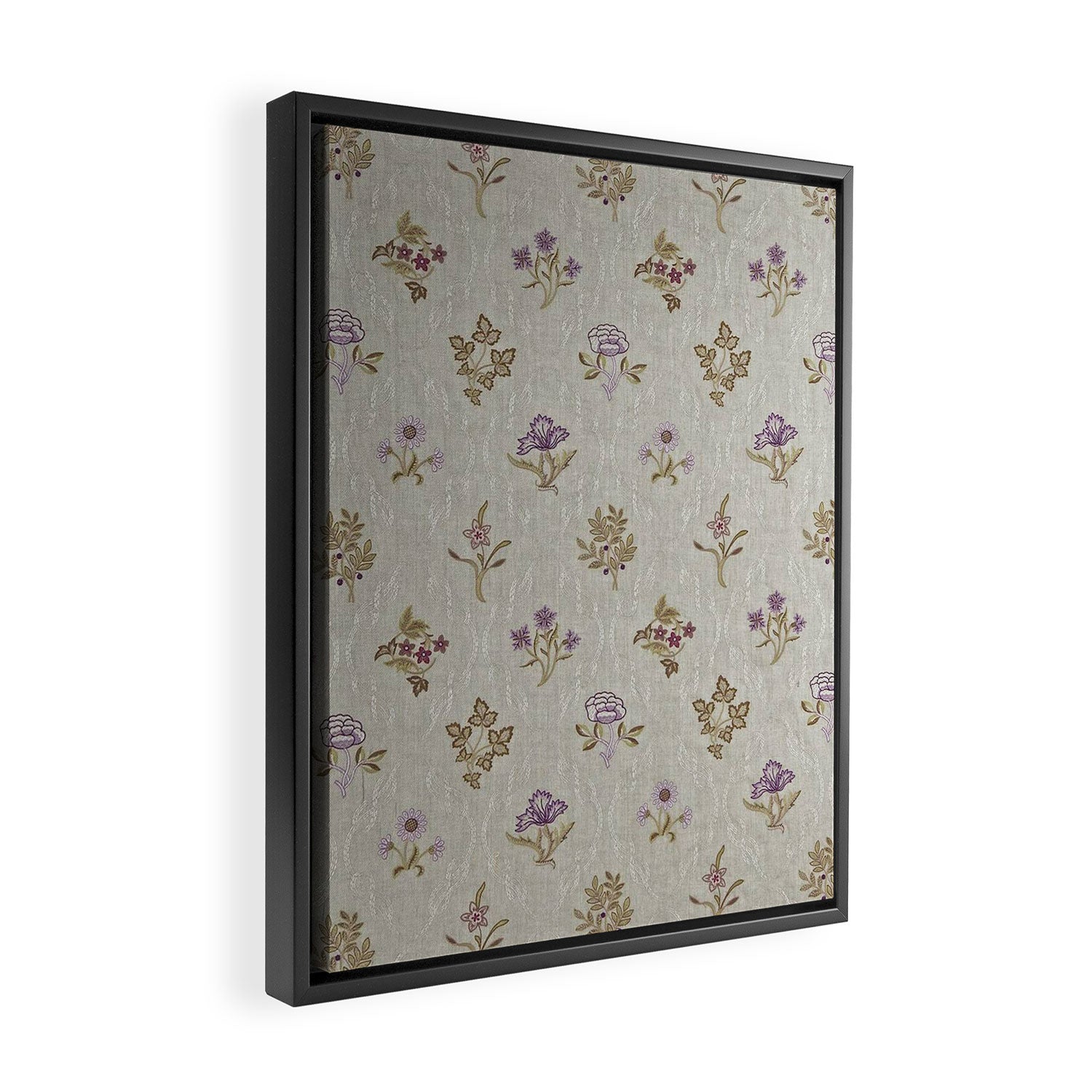 William Morris Kelmscott Trellis Linen Aubergine Framed Canvas Print Gallery Image 2
