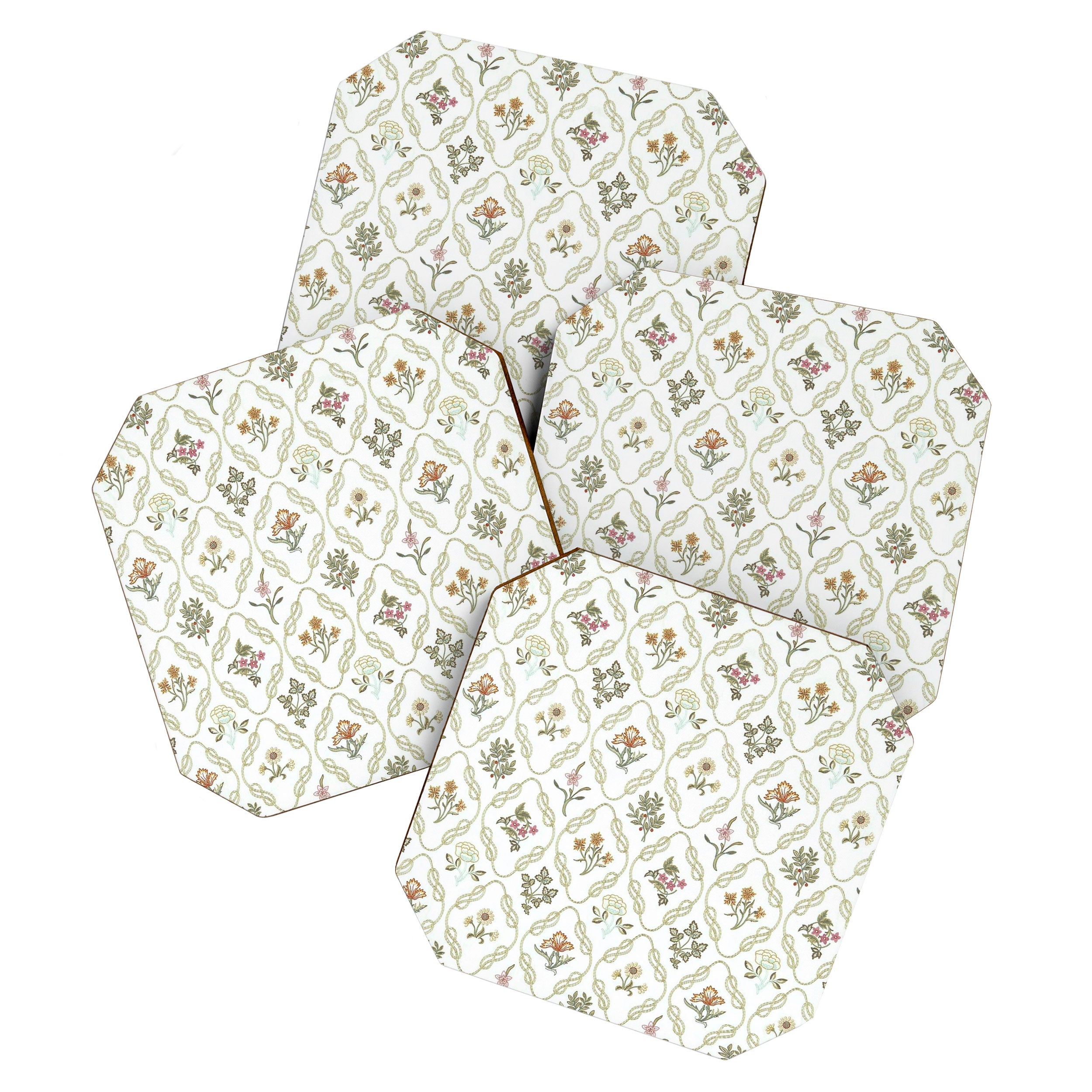 William Morris Kelmscott Trellis Ivory Amber Coaster Gallery Image 1