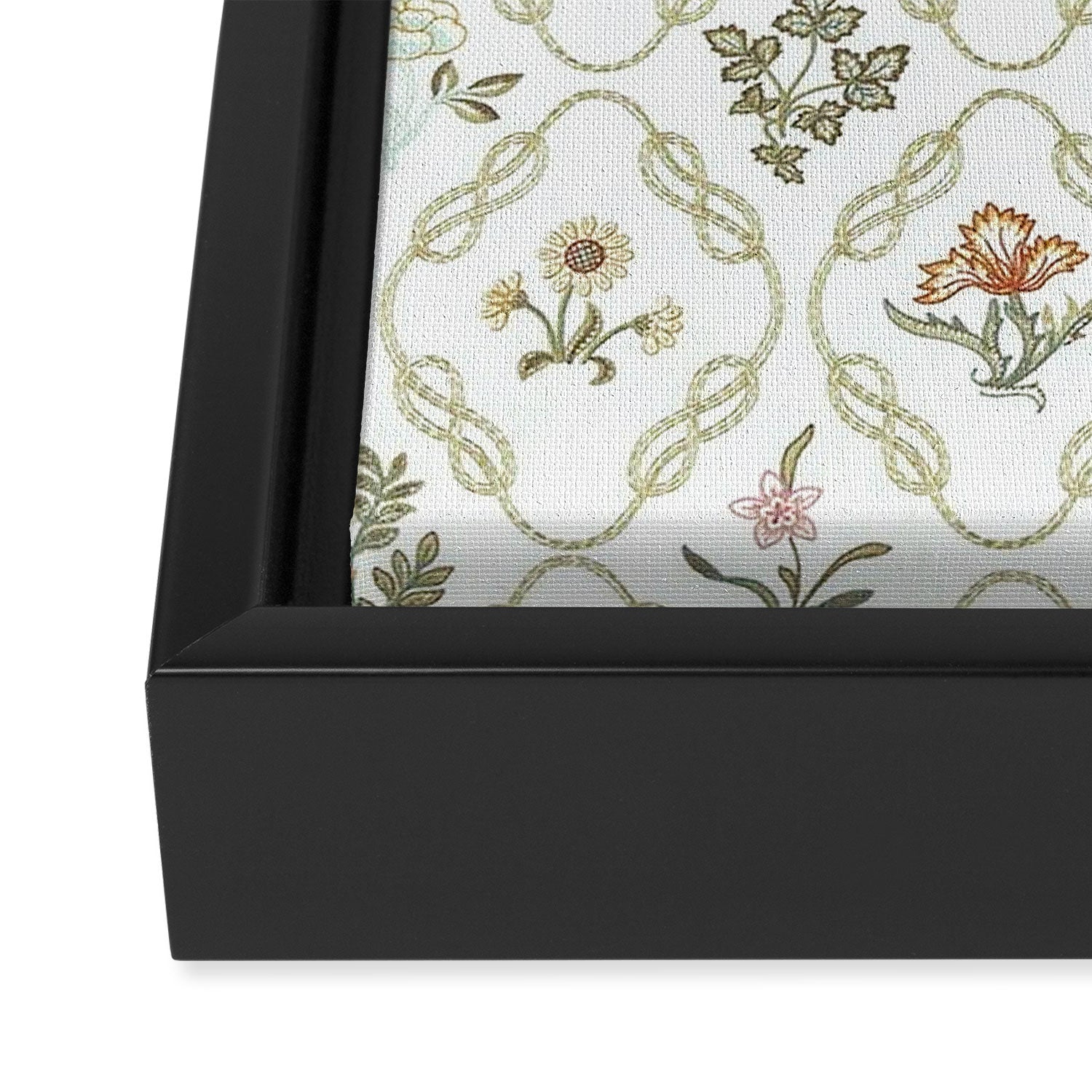 William Morris Kelmscott Trellis Ivory Amber Framed Canvas Print Gallery Image 3