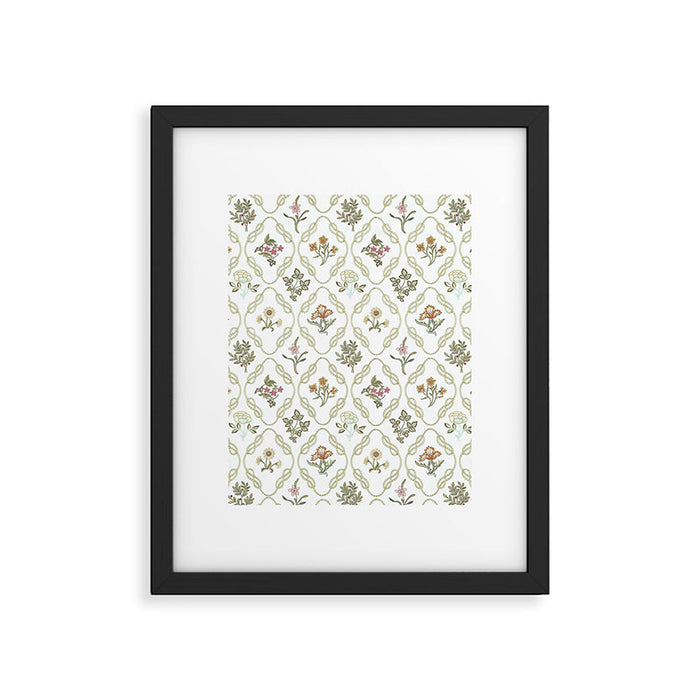 William Morris Kelmscott Trellis Ivory Amber Framed Art Print Gallery Image 1