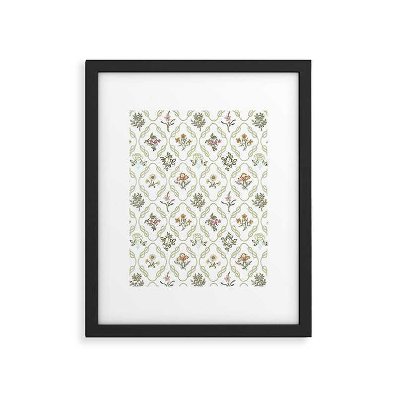 William Morris Kelmscott Trellis Ivory Amber Framed Art Print Gallery Image 6