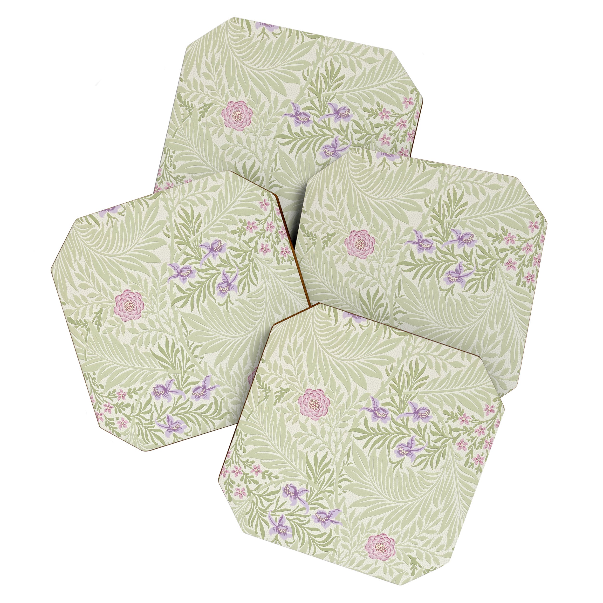 William Morris Larkspur Green Olive Lilac Coaster Gallery Image 1