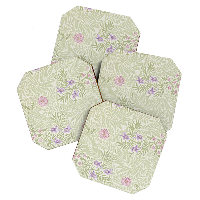 William Morris Larkspur Green Olive Lilac Coaster Gallery Image 1
