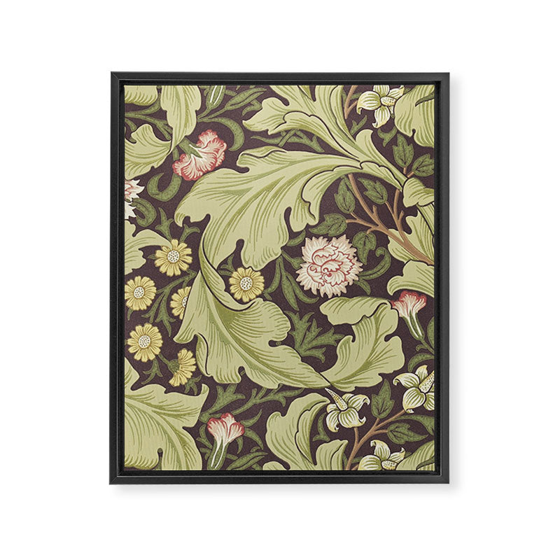 William Morris Leicester Chocolate Olive Floral Framed Canvas Print Gallery Image 8