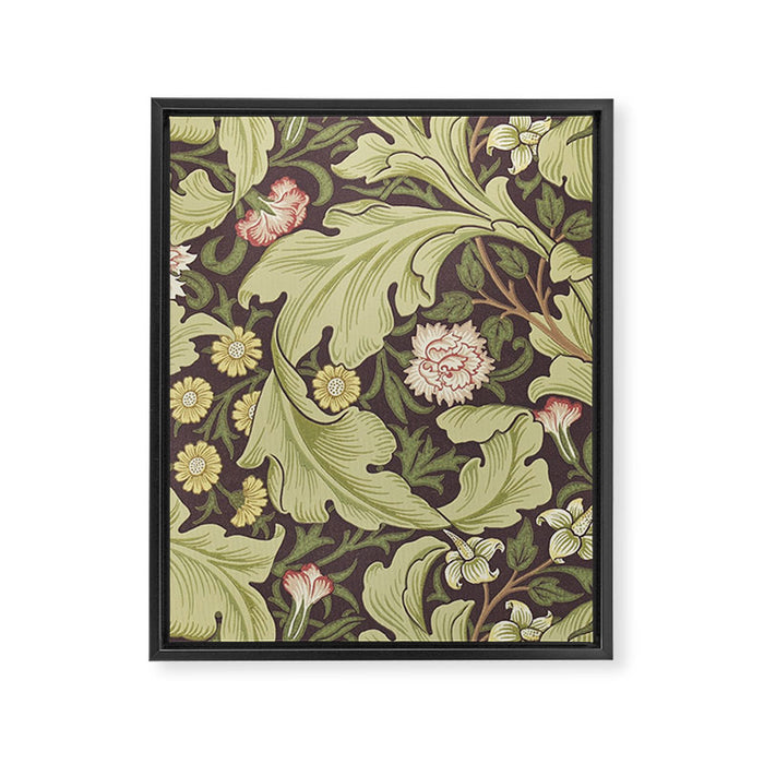 William Morris Leicester Chocolate Olive Floral Framed Canvas Print Gallery Image 1