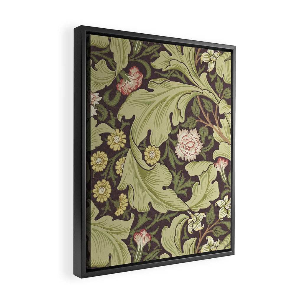 William Morris Leicester Chocolate Olive Floral Framed Canvas Print Gallery Image 2