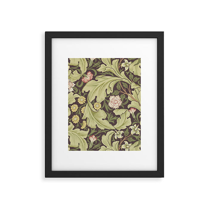 William Morris Leicester Chocolate Olive Floral Framed Art Print Gallery Image 1