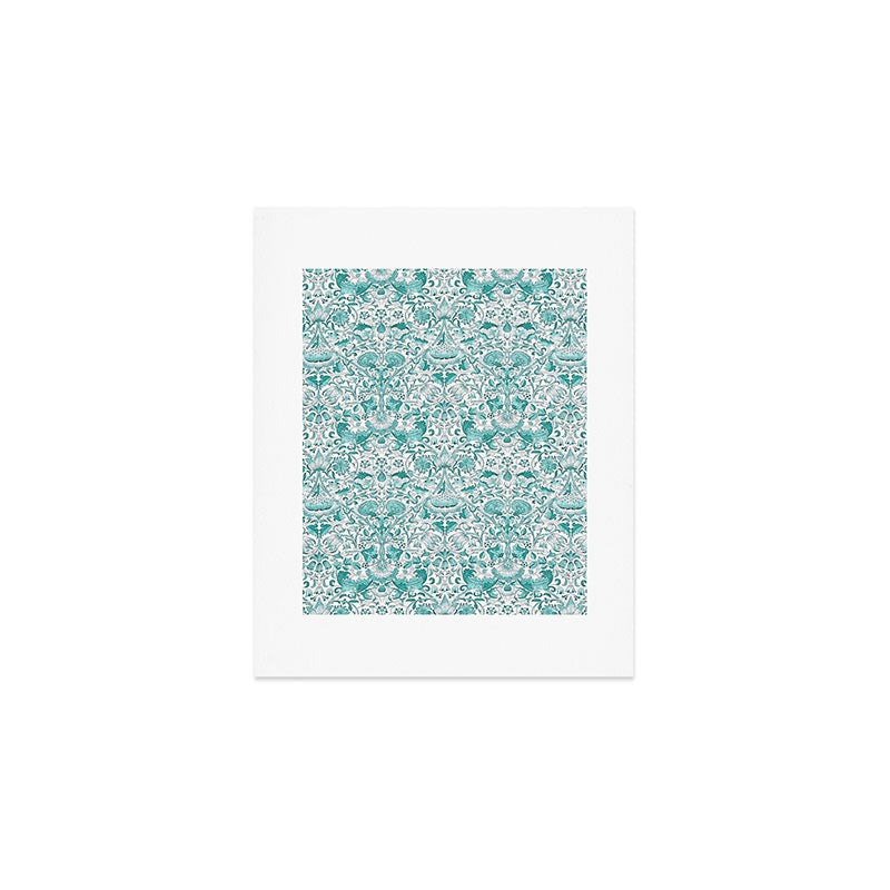 William Morris Lodden Turquoise White Art Print Gallery Image 1