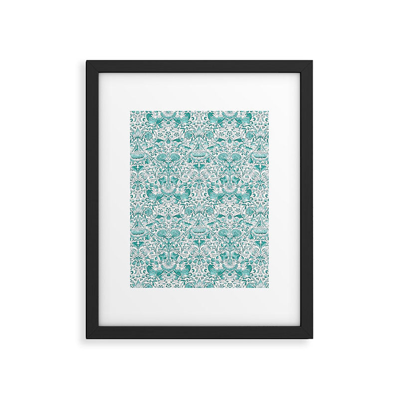 William Morris Lodden Turquoise White Framed Art Print Gallery Image 4