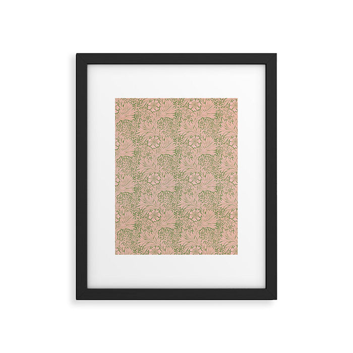 William Morris Marigold Olive Pink Framed Art Print Gallery Image 1