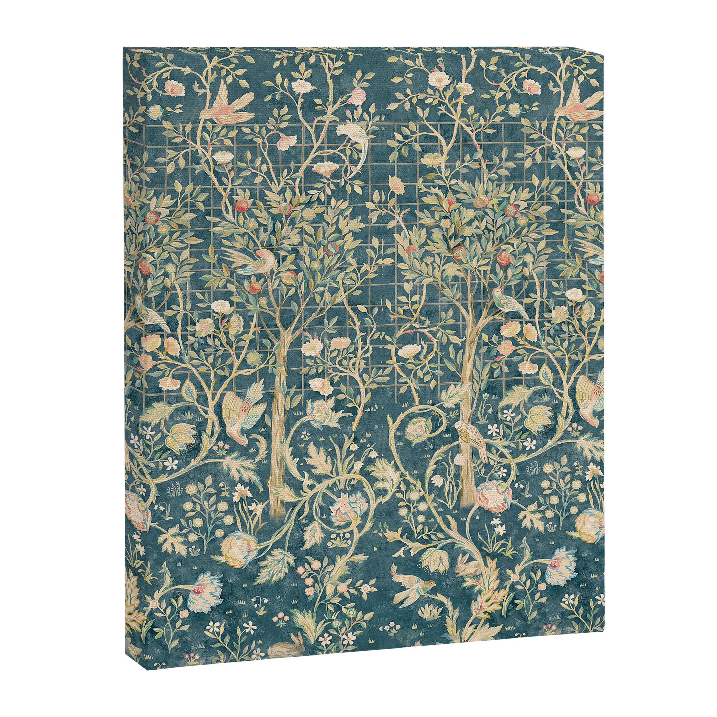 William Morris Melsetter Trellis Teal Botanical Birds Art Canvas Print Gallery Image 8