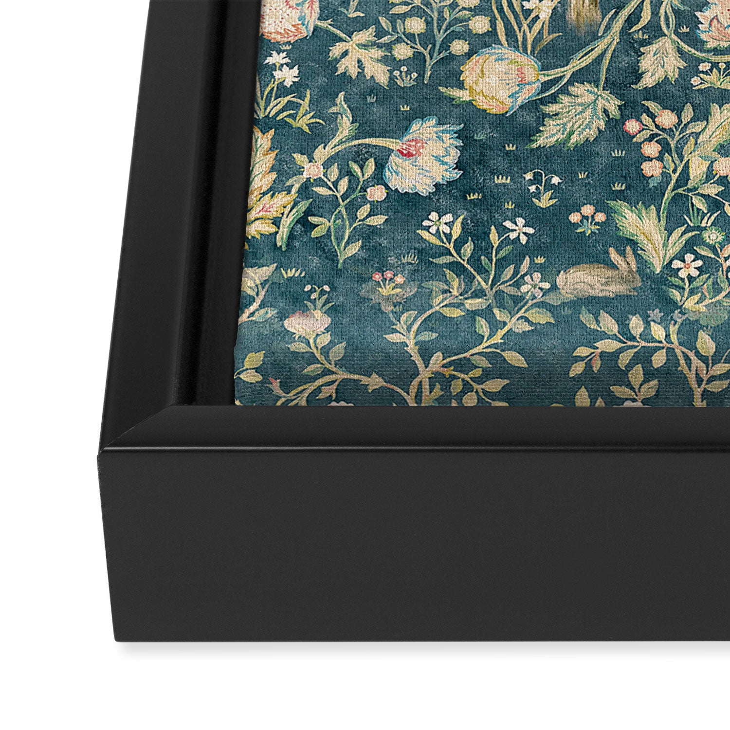 William Morris Melsetter Trellis Teal Botanical Birds Art Framed Canvas Print Gallery Image 3