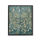 William Morris Melsetter Trellis Teal Botanical Birds Art Framed Canvas Print Gallery Image 8