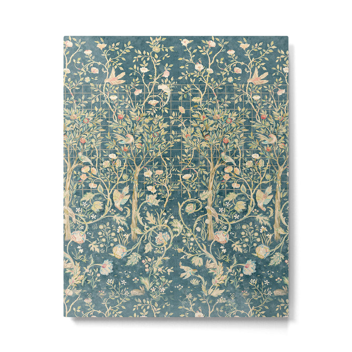 William Morris Melsetter Trellis Teal Botanical Birds Art Metal Print Gallery Image 1