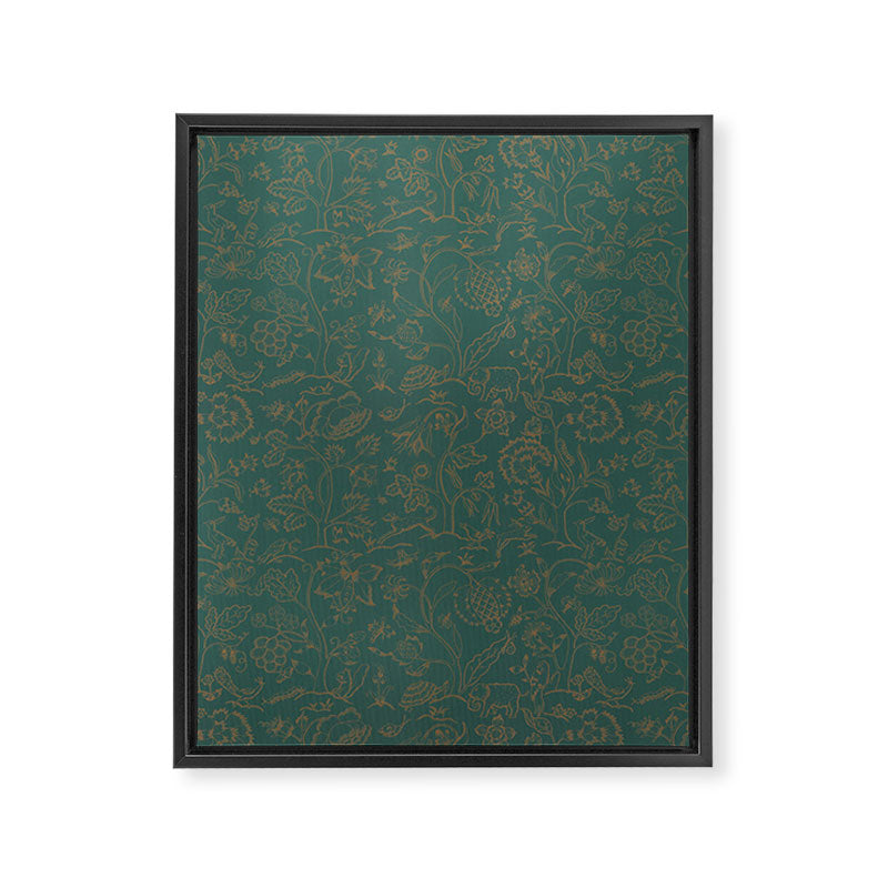 William Morris Middlemore Green Moss Gold Pattern Framed Canvas Print Gallery Image 8