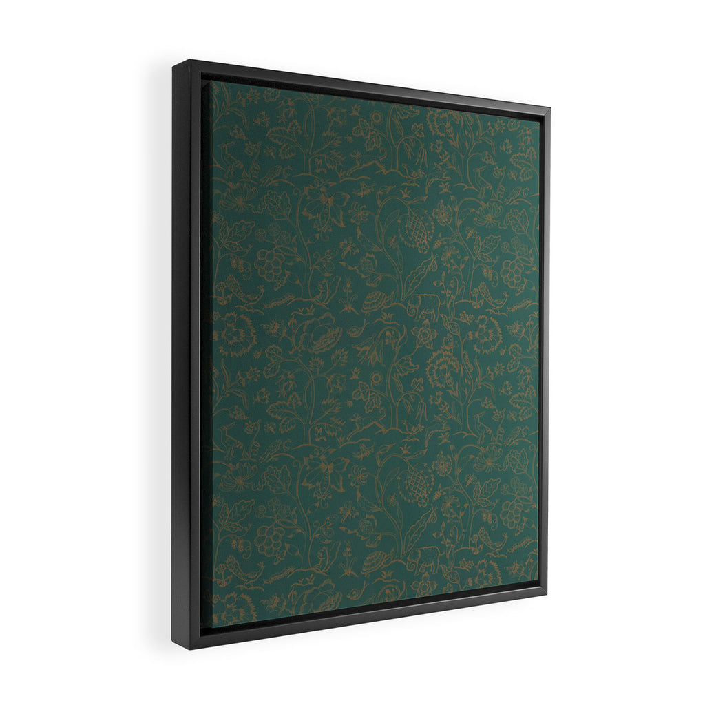 William Morris Middlemore Green Moss Gold Pattern Framed Canvas Print Gallery Image 2