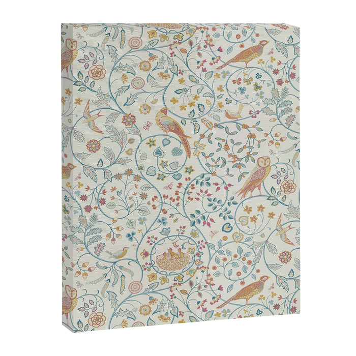 William Morris Newill Owl Art Blue Indigo Saffron Vintage Pattern Canvas Print Gallery Image 1