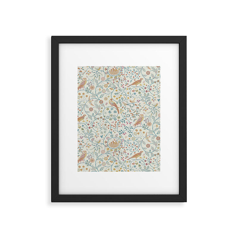 William Morris Newill Owl Art Blue Indigo Saffron Vintage Pattern Framed Art Print Gallery Image 6