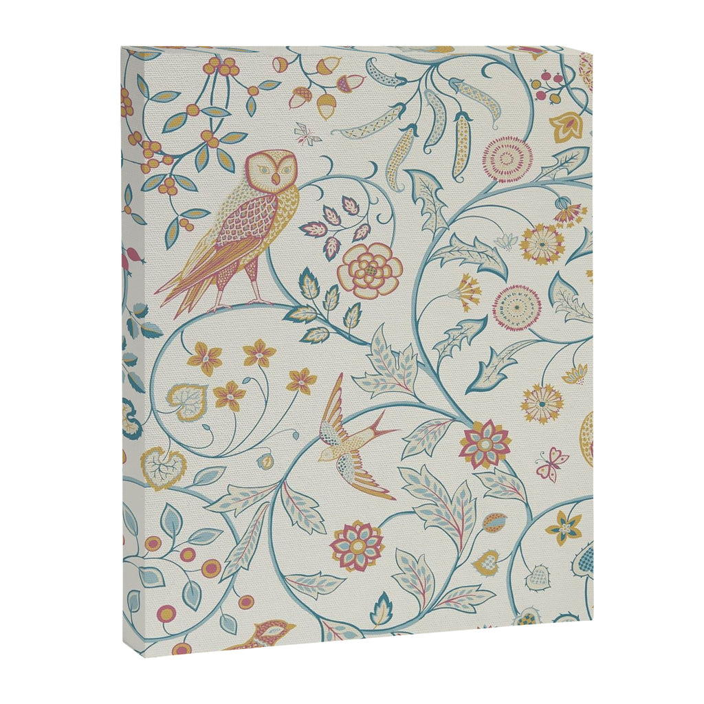 William Morris Newill Owl Art Indigo Saffron Vintage Pattern Canvas Print Gallery Image 8