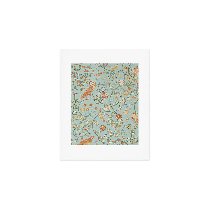William Morris Newill Owl Art Blue Peppermint Russet Vintage Pattern Art Print Gallery Image 1