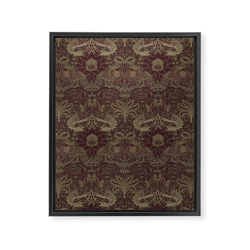 William Morris Peacock and Dragon Moss Wine Framed Canvas Print Gallery Image 8