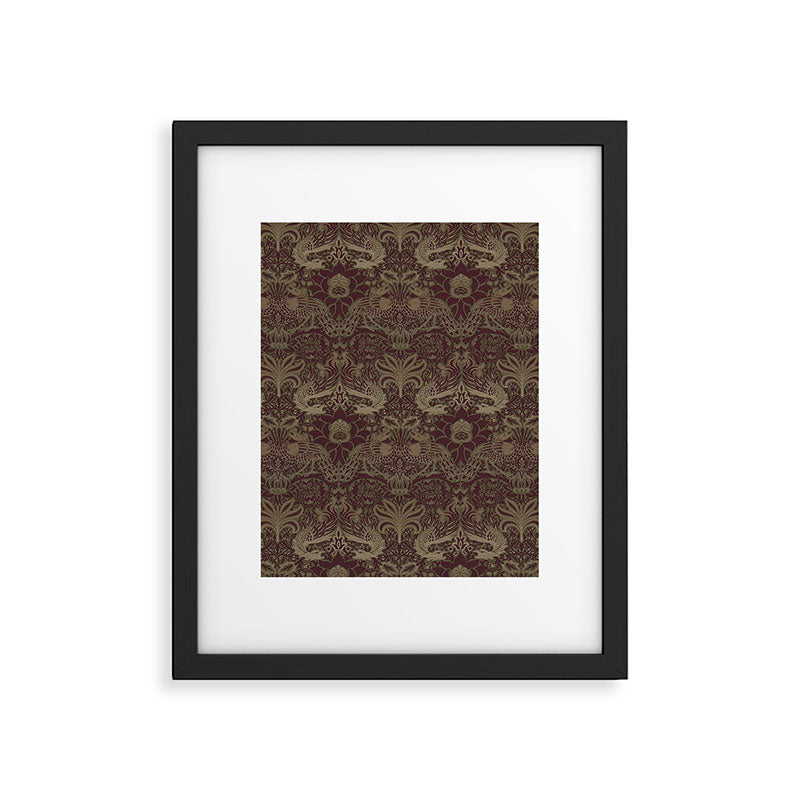 William Morris Peacock and Dragon Moss Wine Framed Art Print Gallery Image 6