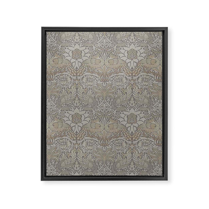 William Morris Peacock and Dragon Pebble Stone Framed Canvas Print Gallery Image 1