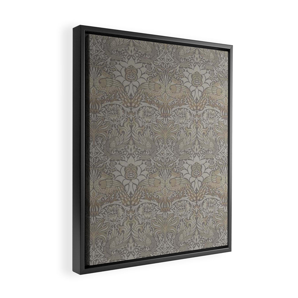 William Morris Peacock and Dragon Pebble Stone Framed Canvas Print Gallery Image 2
